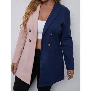 Plus Shawl Collar Color block Blazer